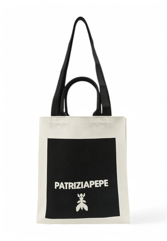 PATRIZIA PEPE Borsa Shopper Donna Bianco Nero 2B0121K264-PE25-F292
