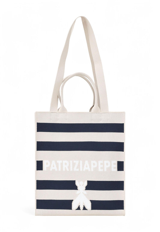 PATRIZIA PEPE Borsa Shopper Donna Bianco Blu 2B0123K264-PE25-F2Z1