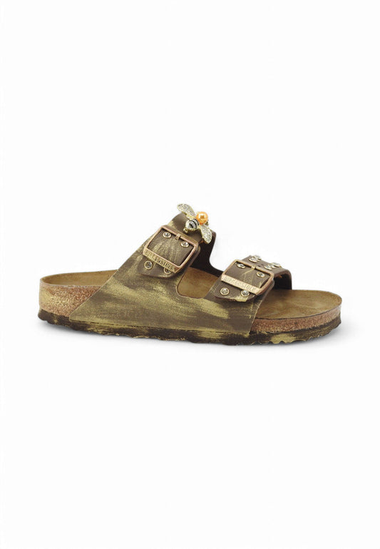 CUSTOM / BIRKENSTOCK Ciabatta Borchie + Ape Marrone Gold 151183-PE25