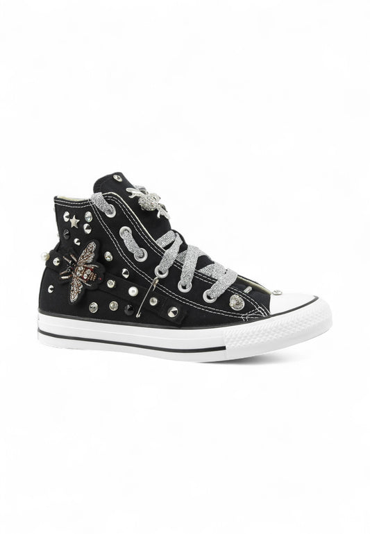 CUSTOM / CONVERSE Sneakers Personalizzate Borchie Spille Nero Argento 560845C-PE25