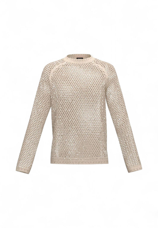 EMME MARELLA Maglia Traforata Donna Beige Lurex GOLENA-PE25-001