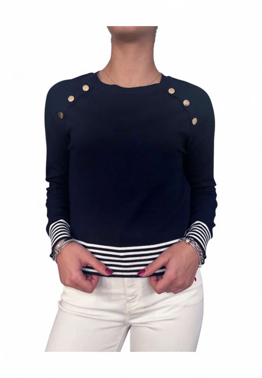 EMME MARELLA Maglione Donna Blu Bianco DIRE-PE25-019