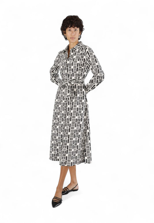 CAFE NOIR Abito Lungo Donna Bianco Nero C7JA0248-PE25-S064