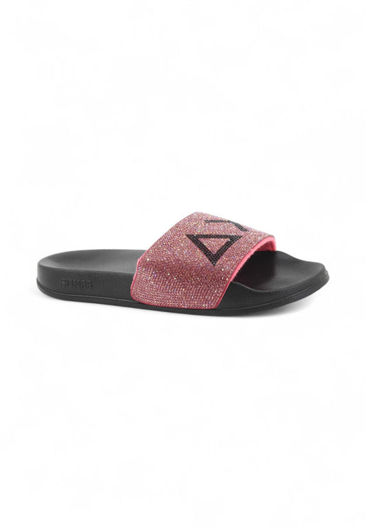 SUN68 Ciabatte Donna Nero Rosa Strass X35205-PE25-1162