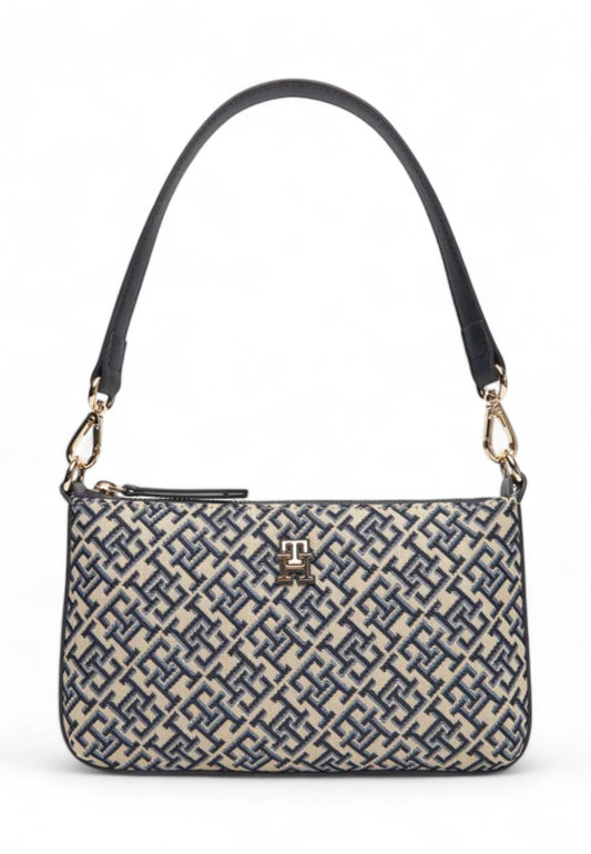 TOMMY HILFIGER Borsa A Spalla Donna Beige Blu Nero AW0AW17828-AI26-DW6