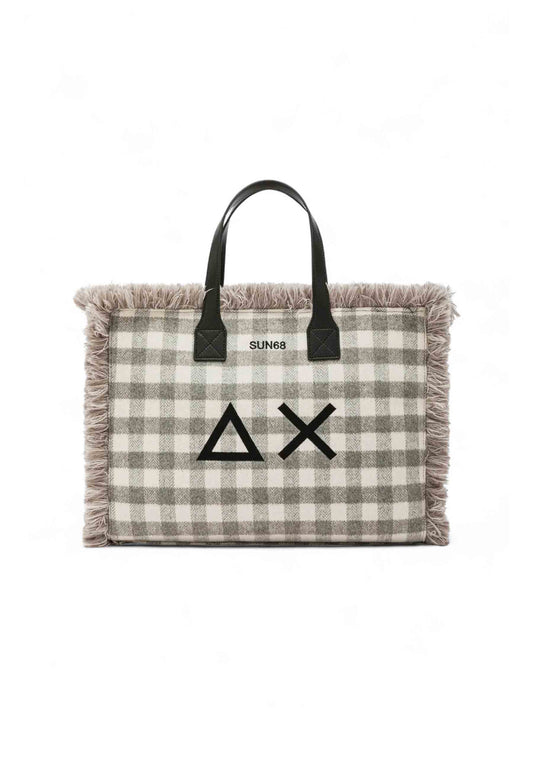 SUN68 Borsa A Mano Donna Grigio Bianco Frange X45213-AI26-34