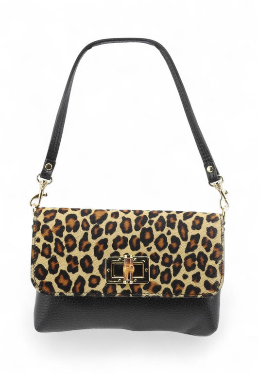 VIA MILANO Sofia Borsa A Mano Donna Nero Beige Animalier SOFIANMBE-AI26
