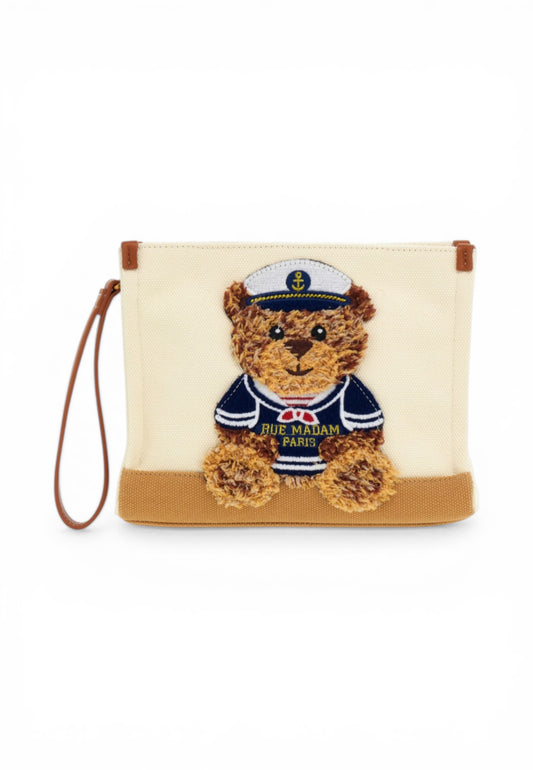 RUE MADAME Borsa Pochette Donna Bianco Marrone 1544-PE26-BICOLORCOOKIE