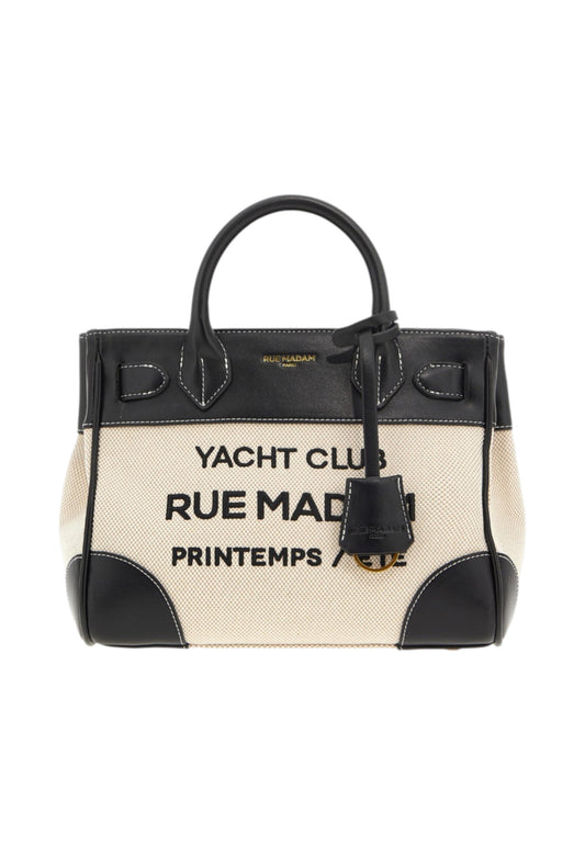 RUE MADAME Borsa A Mano Donna Bianco Nero 1557-PE26-CANVASBLACK