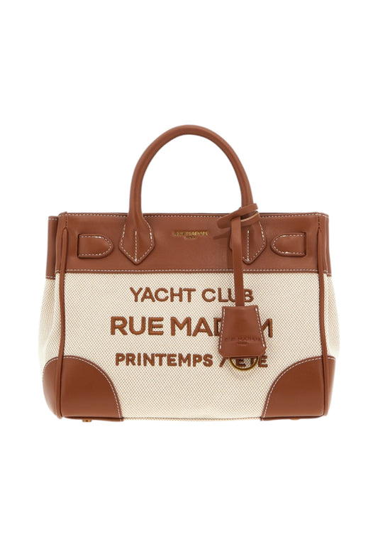RUE MADAME Borsa A Mano Donna Bianco Marrone 1557-PE26-CANVASBROWN