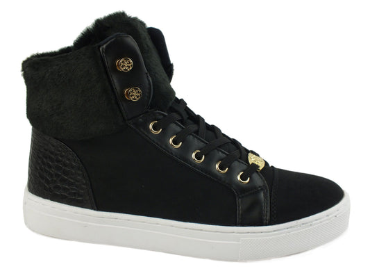 GUESS sneakers donna sportiva pelo TESSUTO BLACK NERO FLJRI4ESU12 inverno 2017