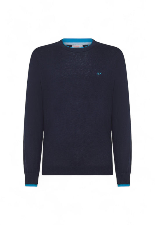 SUN68 MAGLIONE GIROCOLLO COTRASTO UOMO BLU K44125