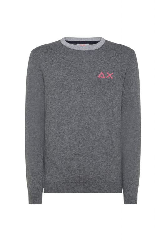 SUN68 MAGLIONE GIROCOLLO LOGO UOMO GRIGIO