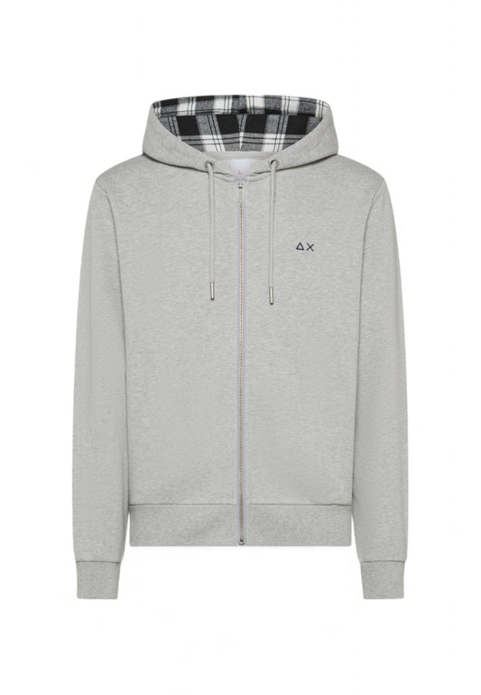 SUN68 FELPA CAPPUCCIO QUADRI UOMO GRIGIO F44123