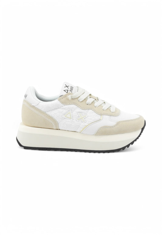 SUN68 Sneakers Donna Bianco Beige Ricamo Z35209-PE25-01