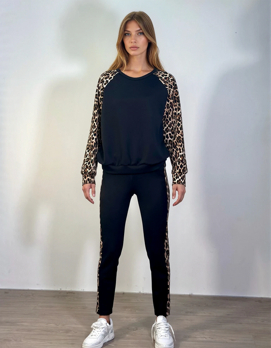 Tuta Girocollo Maniche Leopardate VIVENZIA