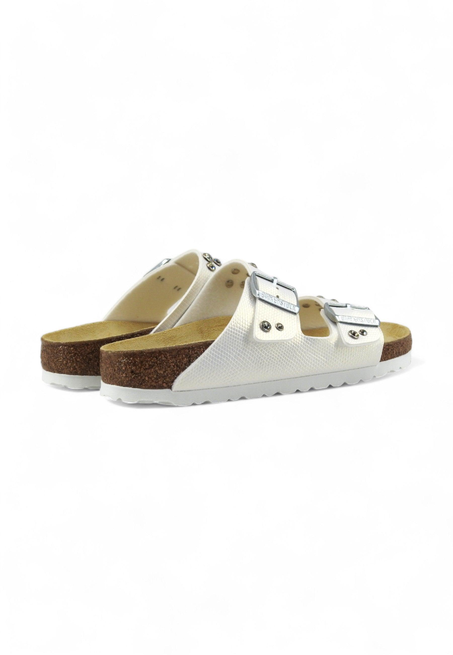 CUSTOM / BIRKENSTOCK Ciabatta Donna Shiny Lizard Borchie Gioiello White 1026500 - Sandrini Calzature e Abbigliamento