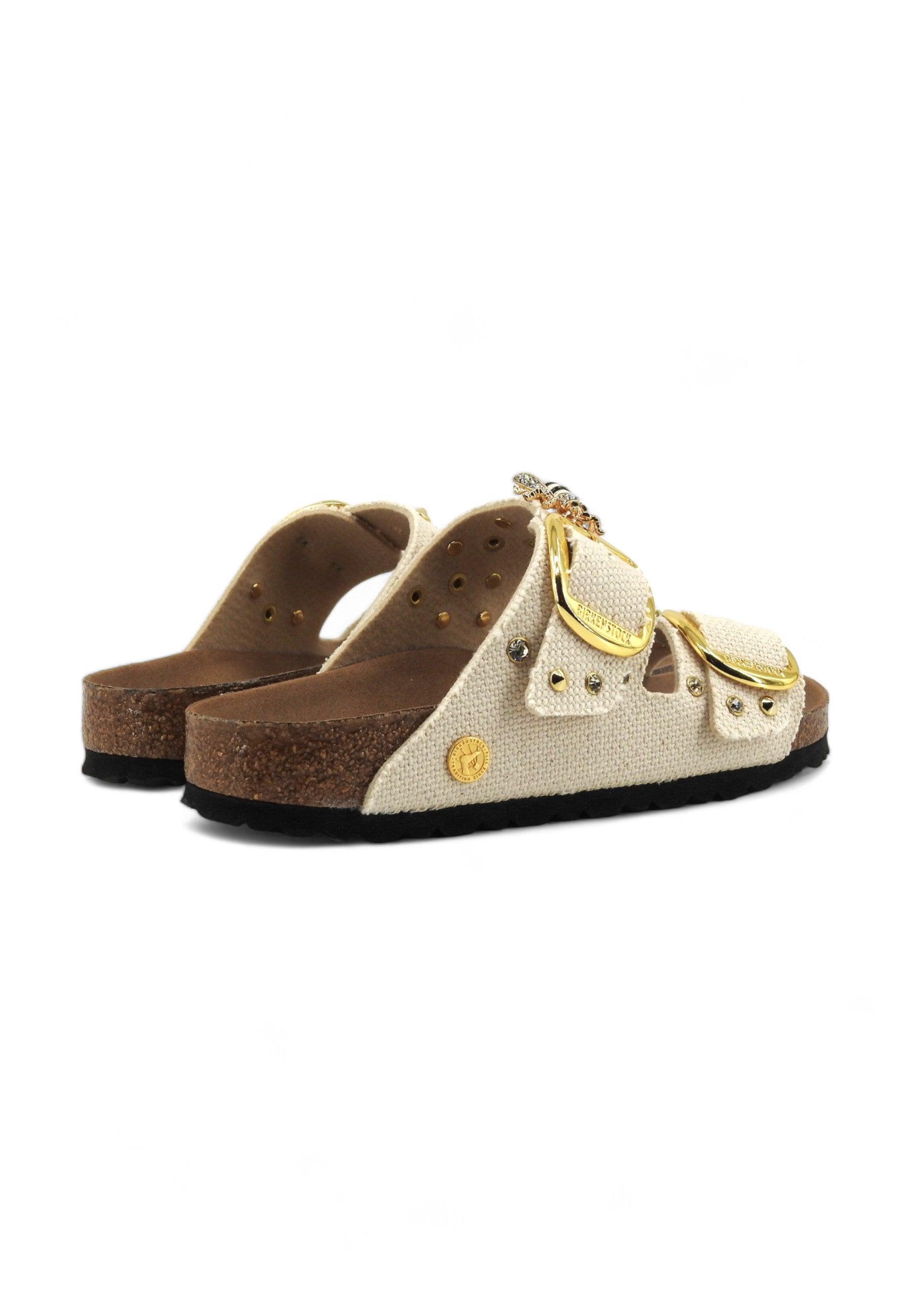 CUSTOM / BIRKENSTOCK Ciabatta Fibbie Vegan Borchie Ape Eggshell - Sandrini Calzature e Abbigliamento