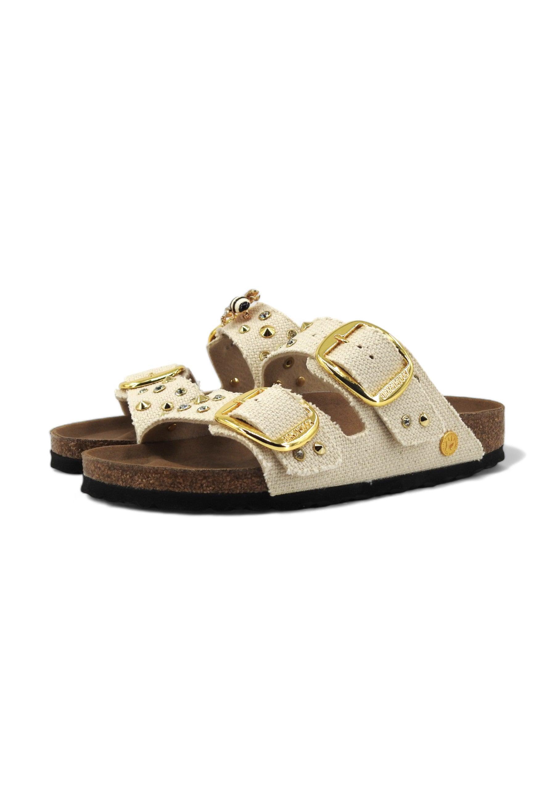 CUSTOM / BIRKENSTOCK Ciabatta Fibbie Vegan Borchie Ape Eggshell - Sandrini Calzature e Abbigliamento