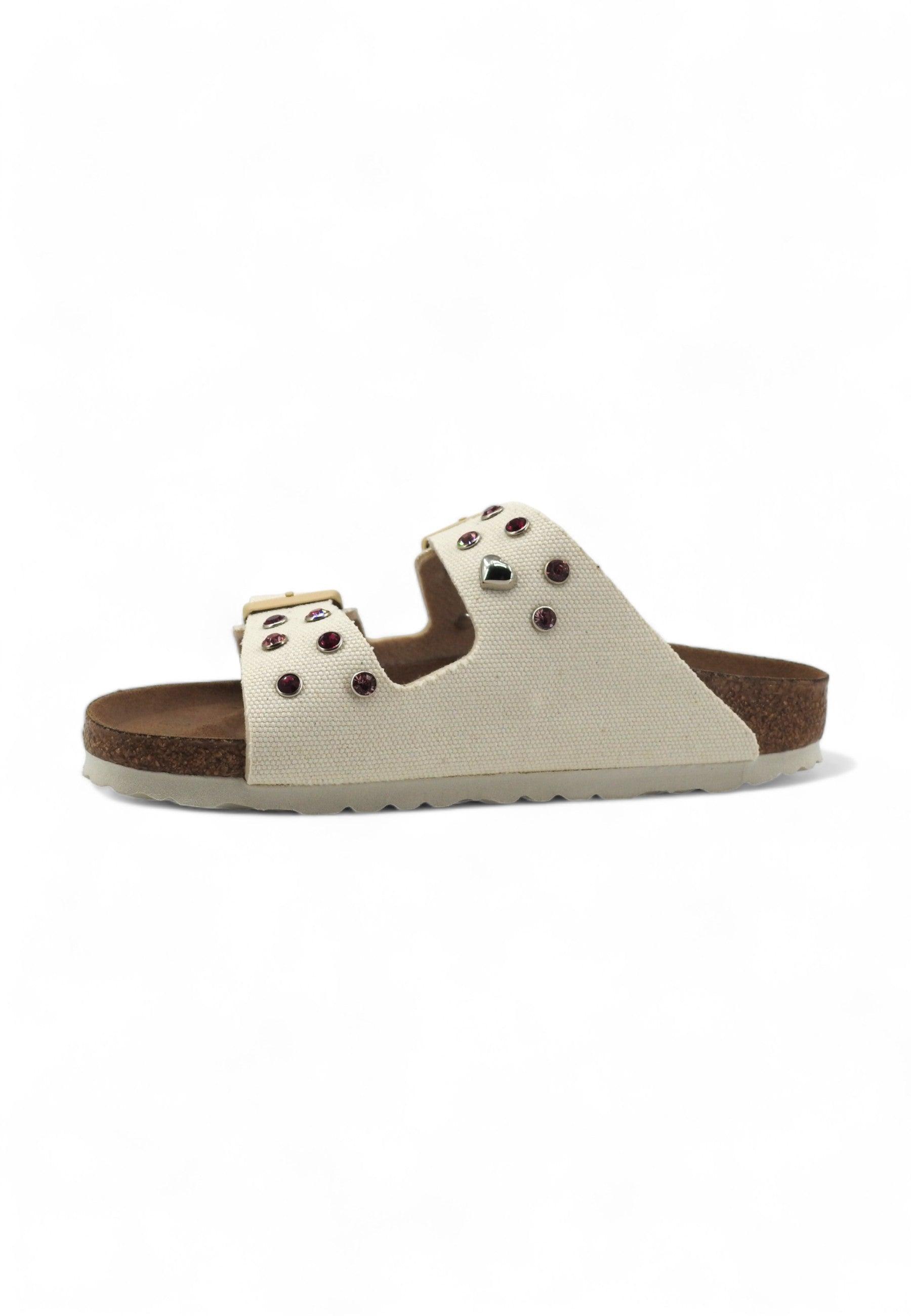 CUSTOM / BIRKENSTOCK Ciabatta Fibbie Vegan Borchie Eggshell 1026726 - Sandrini Calzature e Abbigliamento
