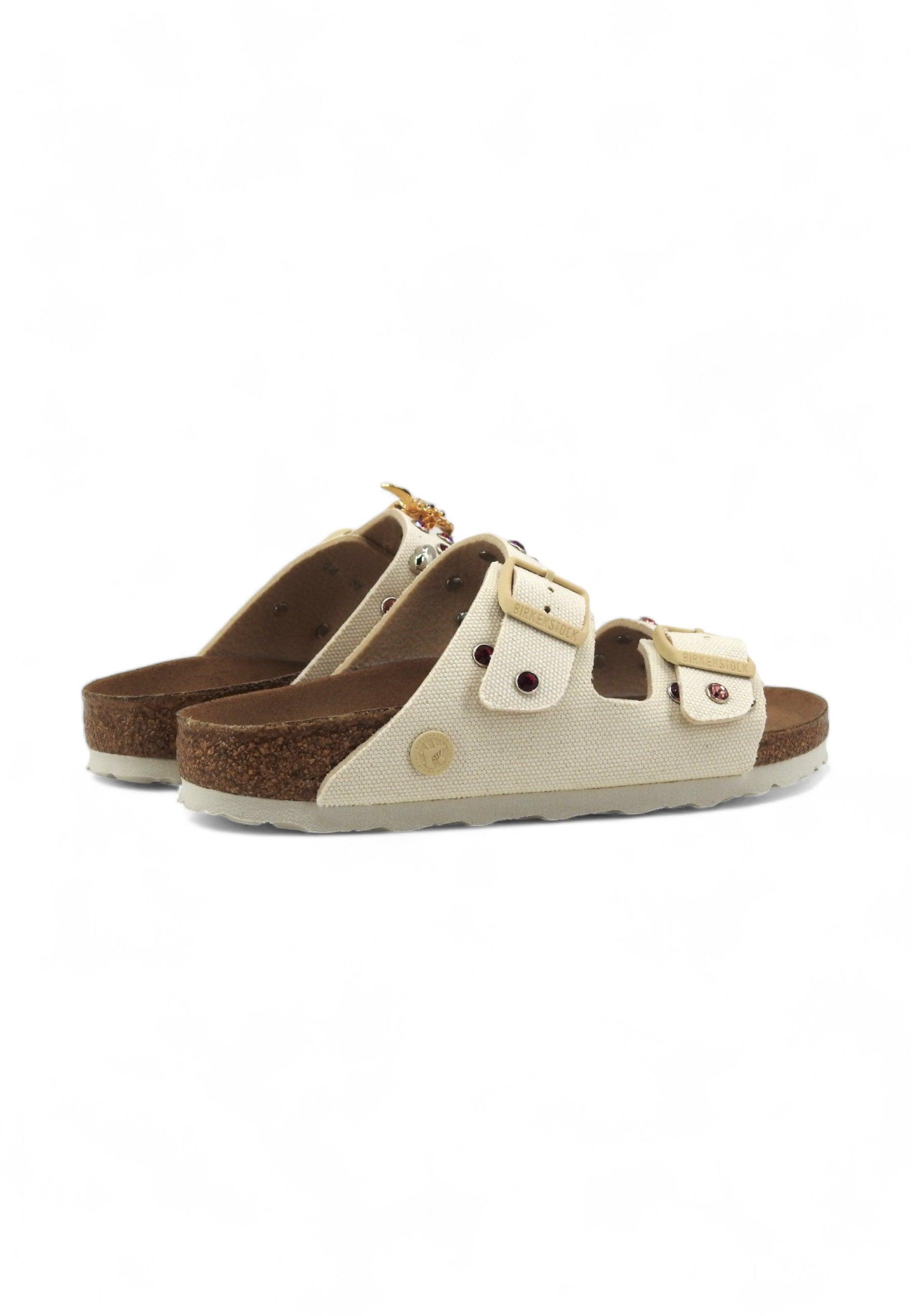 CUSTOM / BIRKENSTOCK Ciabatta Fibbie Vegan Borchie Eggshell 1026726 - Sandrini Calzature e Abbigliamento