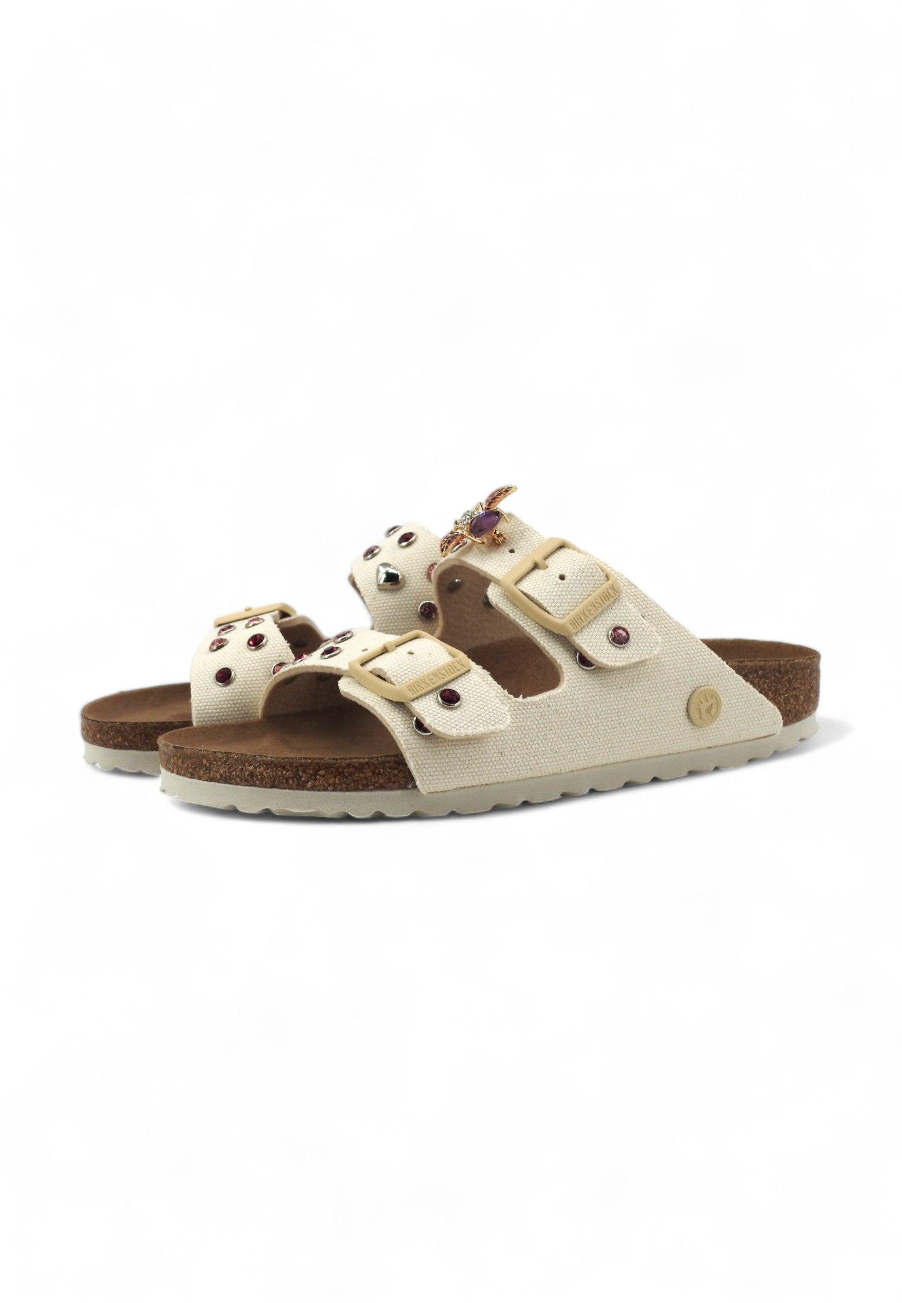 CUSTOM / BIRKENSTOCK Ciabatta Fibbie Vegan Borchie Eggshell 1026726 - Sandrini Calzature e Abbigliamento