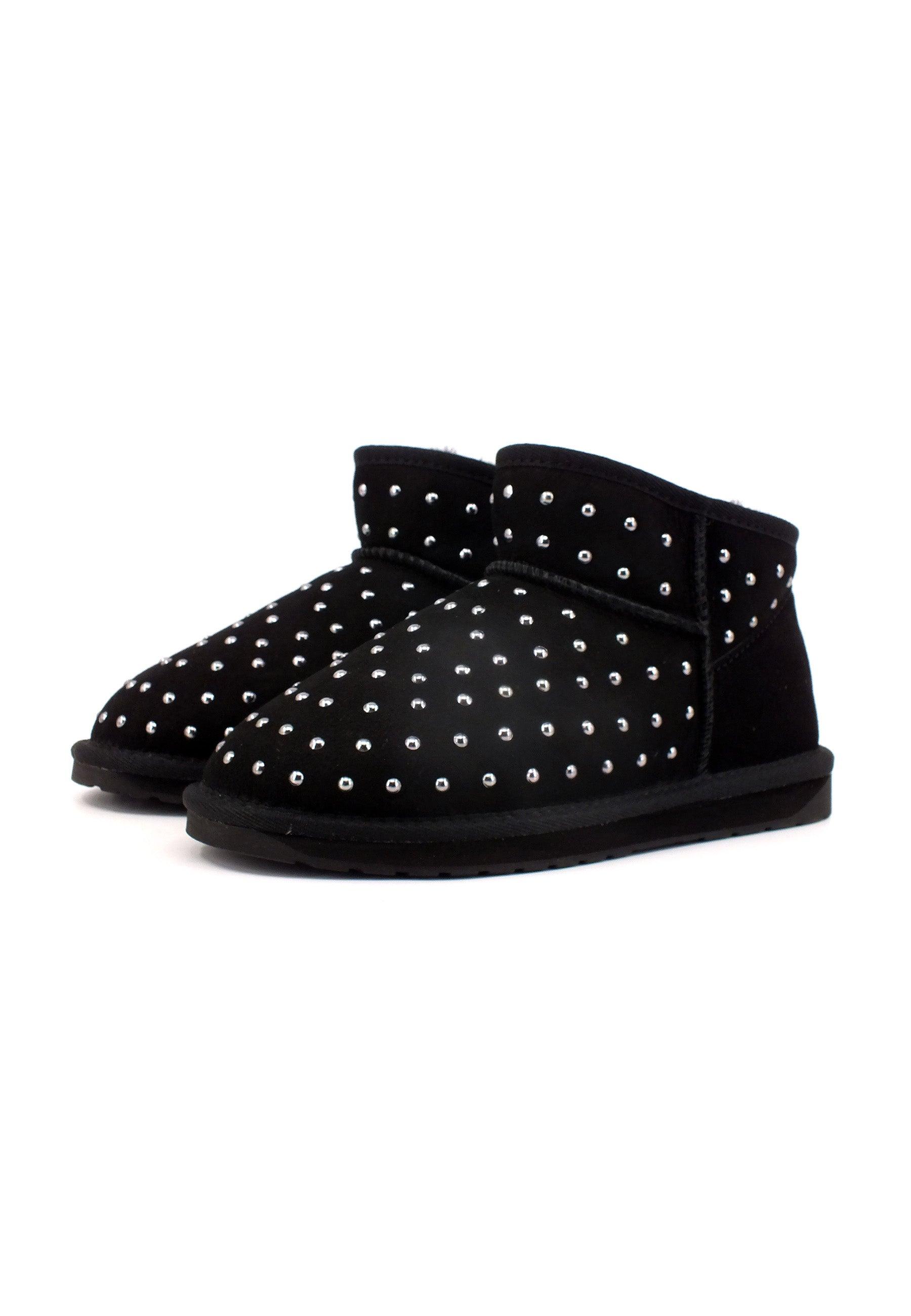 EMU Yulpi Stivaletto Pelo Borchie Donna Black W12923 - Sandrini Calzature e Abbigliamento