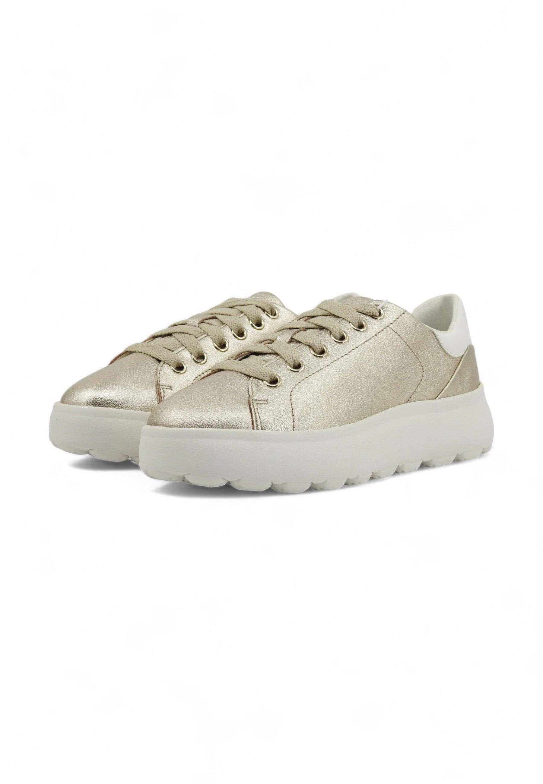 GEOX Spherica Sneaker Donna Gold Optic White D45TCC0BVBCC2X1R - Sandrini Calzature e Abbigliamento