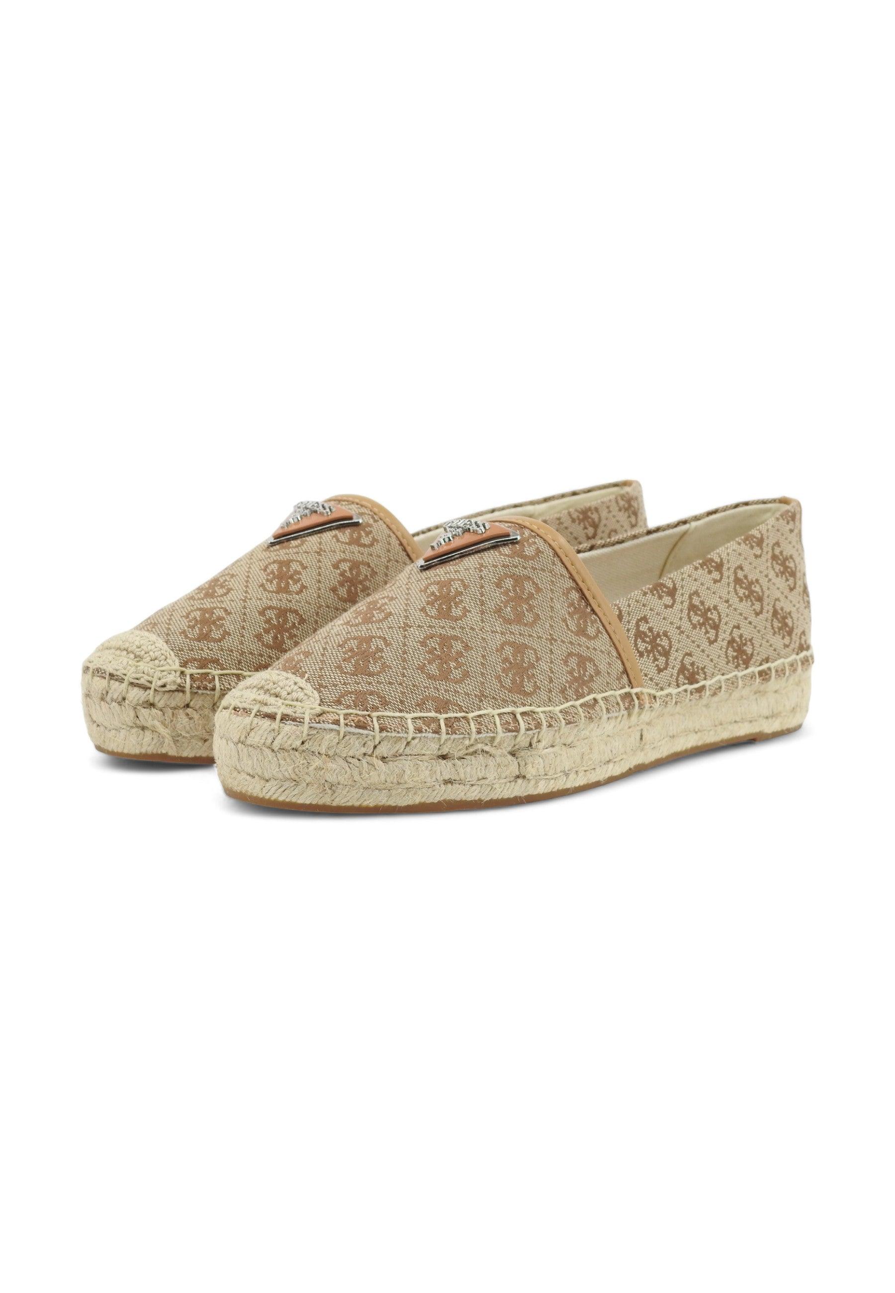 GUESS Espadrillas Slip On Donna Beige Brown FLGJDEFAL14 - Sandrini Calzature e Abbigliamento