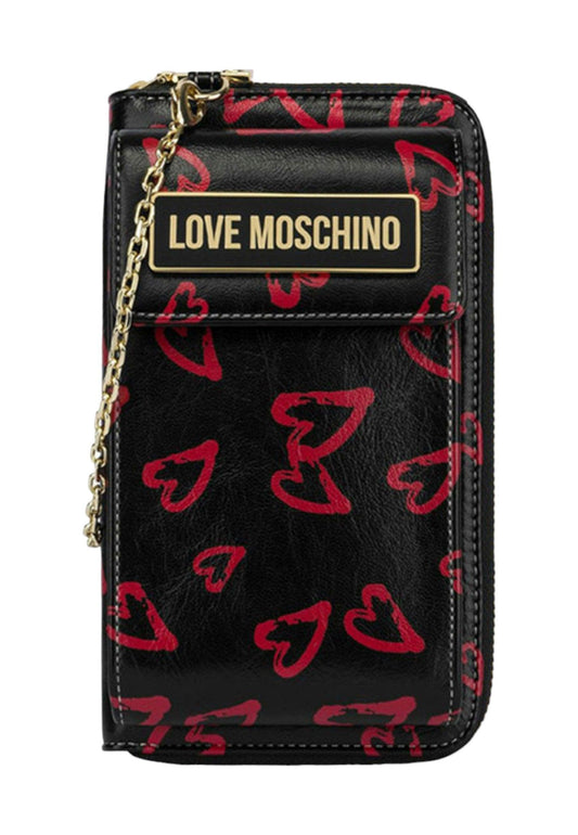 LOVE MOSCHINO Portafoglio Tracolla Donna Nero Rosso JC5701PP0IKM100A - Sandrini Calzature e Abbigliamento