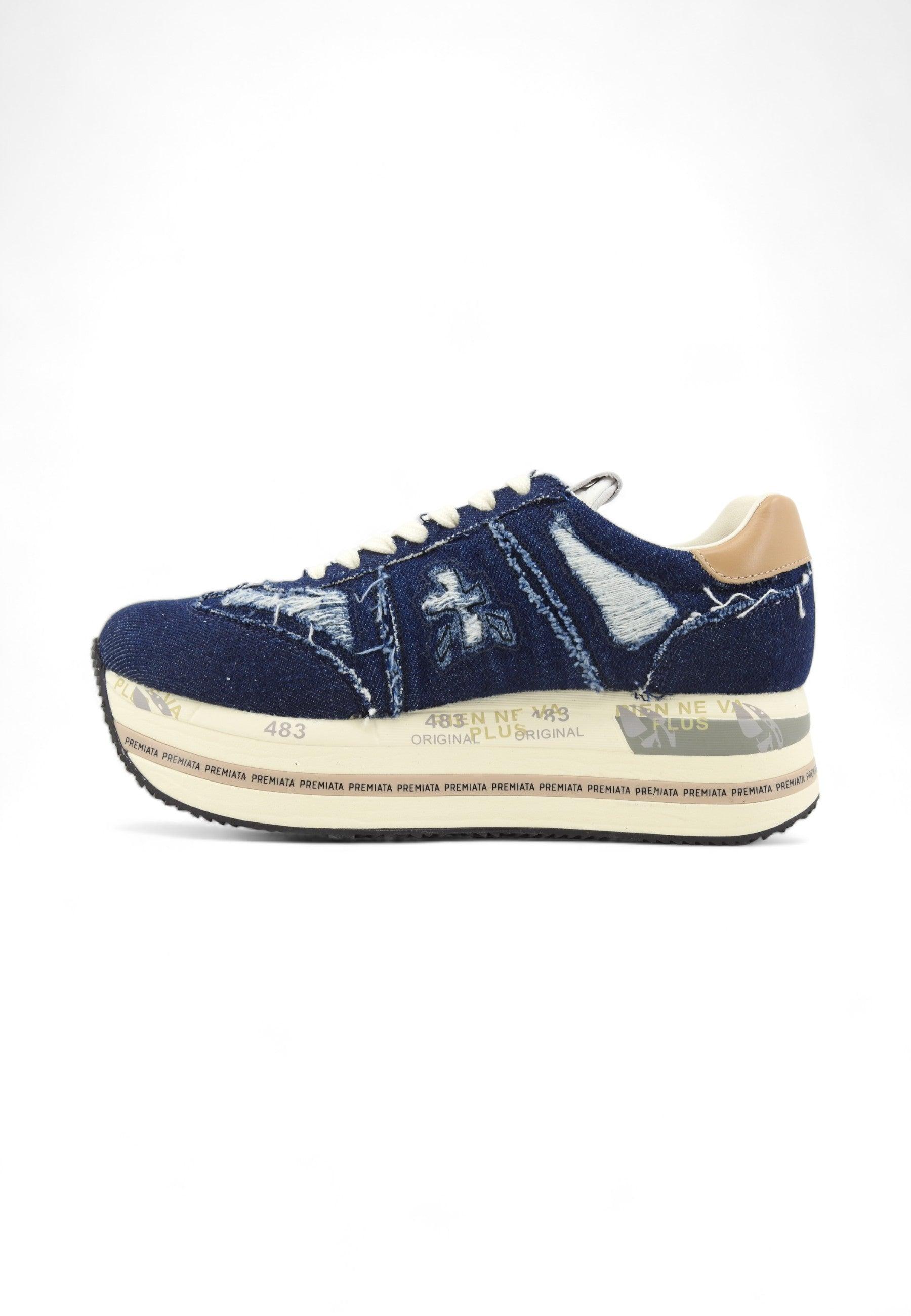 PREMIATA Sneaker Donna Denim Jeans Blu BETH-6714 - Sandrini Calzature e Abbigliamento