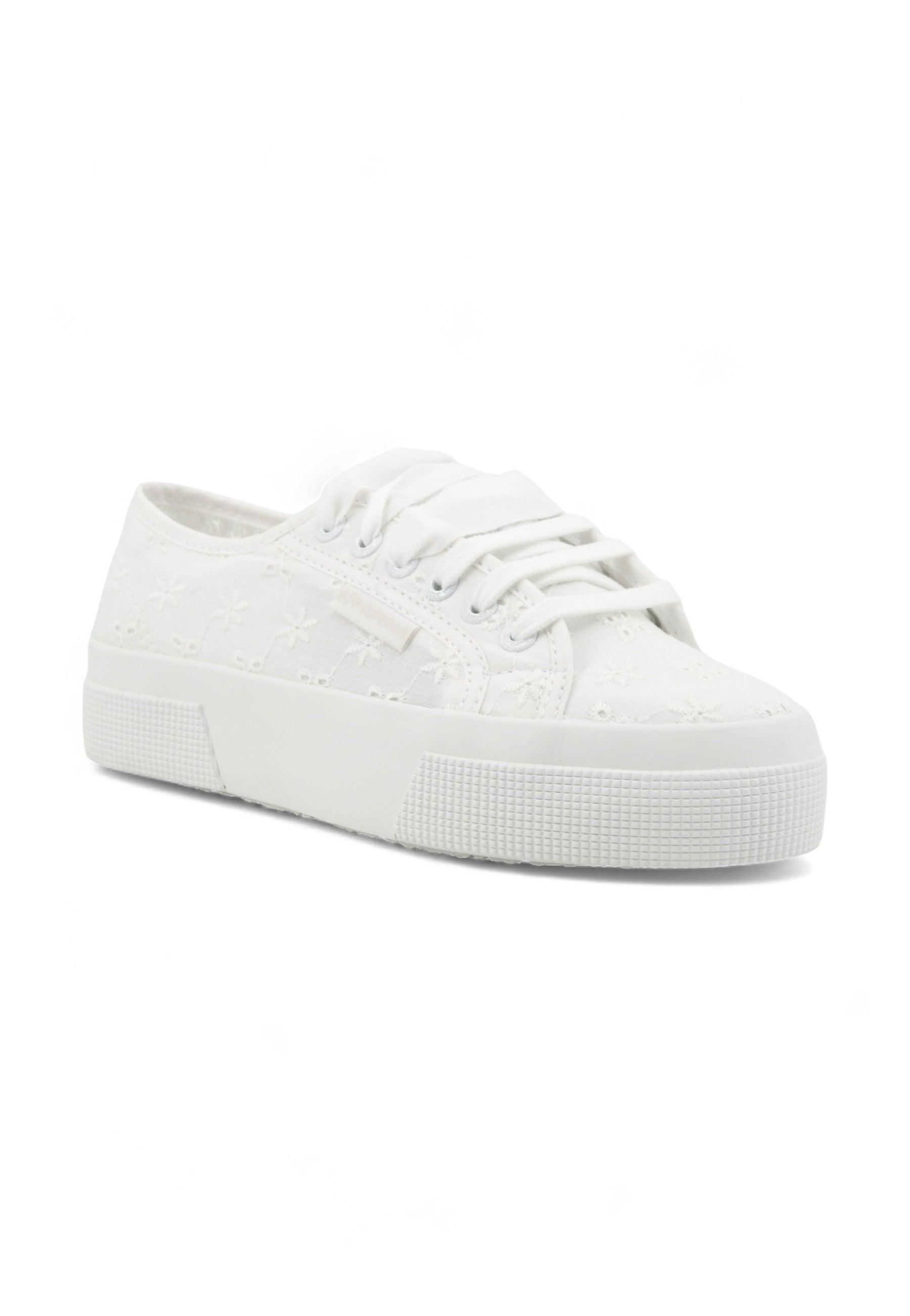 SUPERGA 2740 Flower Sangallo Sneaker Donna Total White S2148KW - Sandrini Calzature e Abbigliamento
