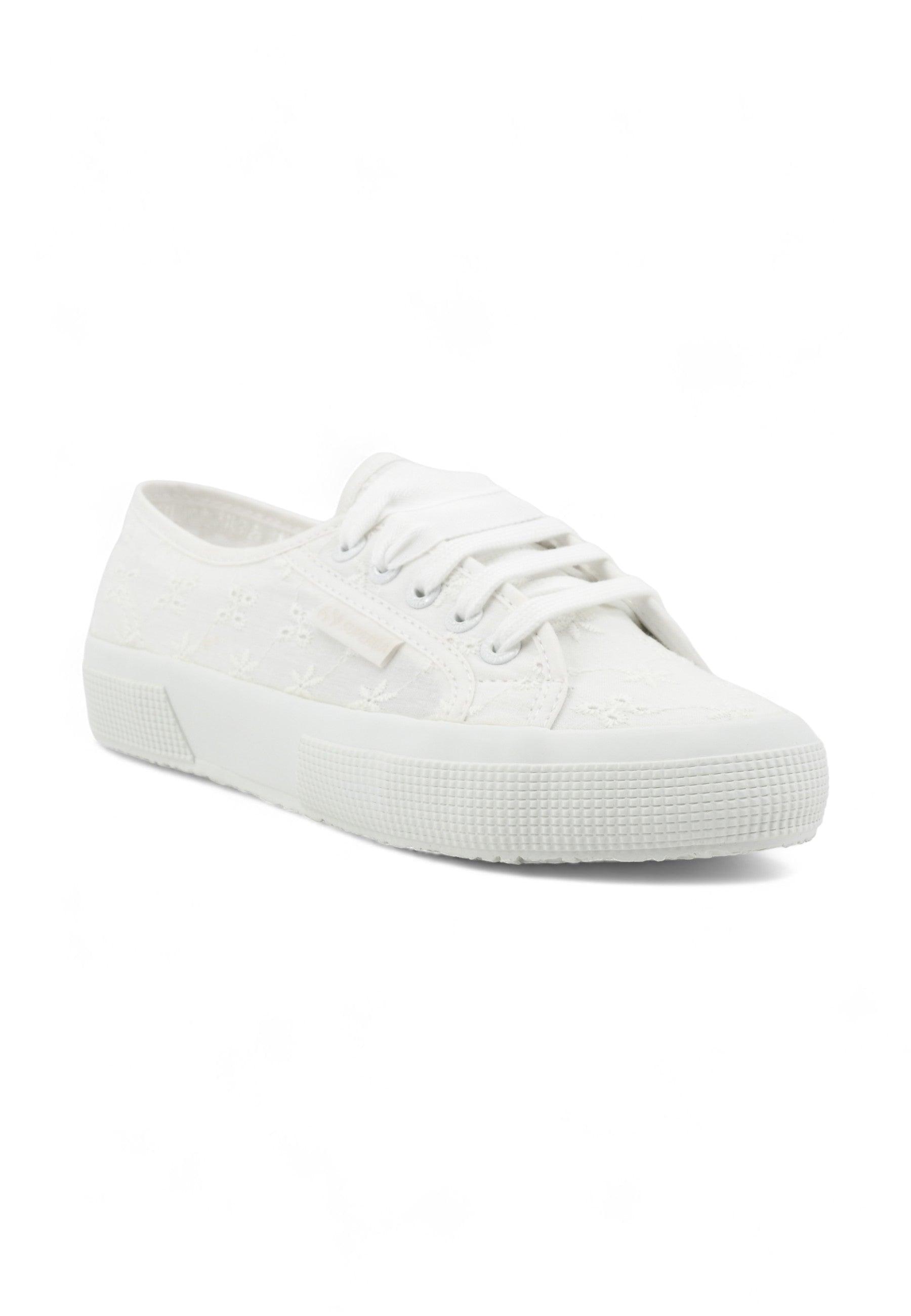 SUPERGA 2750 Flower Sangallo Sneaker Donna Total White S5137JW - Sandrini Calzature e Abbigliamento