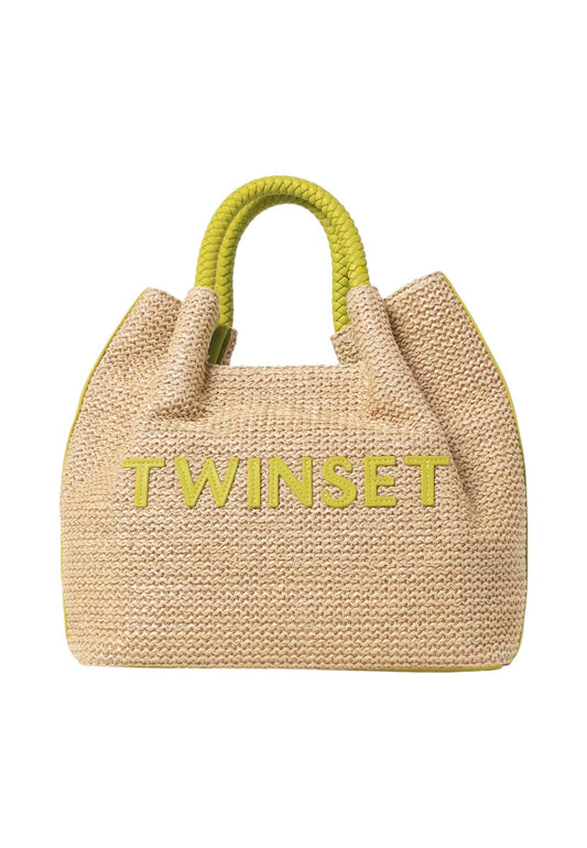 TWINSET Borsa Tote Donna Paglia Green 241TD8281 - Sandrini Calzature e Abbigliamento