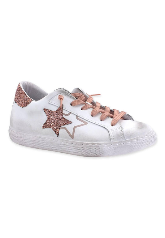 2STAR Sneaker Low Donna Glitter White Pink 2SD3642 - Sandrini Calzature e Abbigliamento