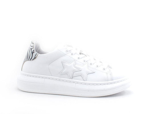 2STAR Sneaker Low Princess Zebra Laminato Bianco Nero 2SD3255 - Sandrini Calzature e Abbigliamento