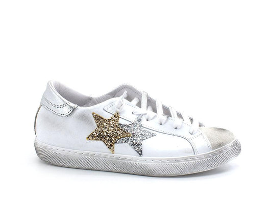 2STAR Sneaker Low Stelle Glitter White 2SD2817 - Sandrini Calzature e Abbigliamento