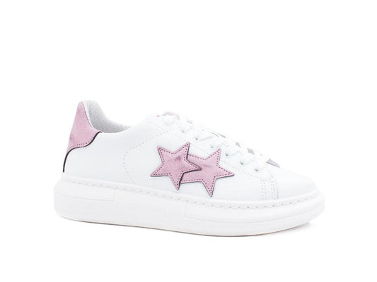 2STAR Sneaker PR Low Retro Vintage Bianco Rosa 2SD3077 - Sandrini Calzature e Abbigliamento