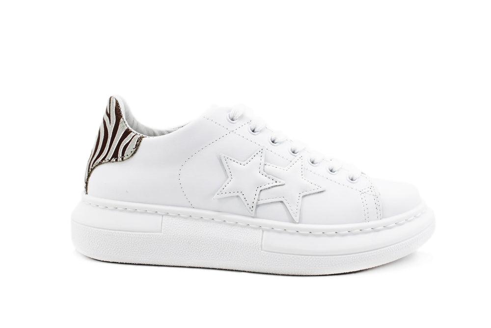 2STAR Sneaker Princes Retro White Zebra Brown 2SD3256 - Sandrini Calzature e Abbigliamento