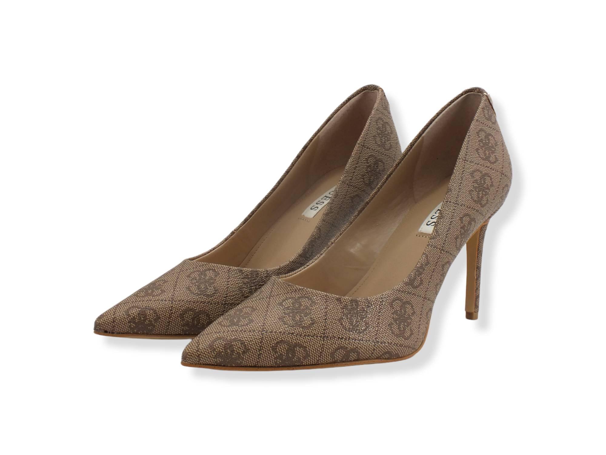 GUESS Dècolletè Tacco Loghi Beige Brown FL5P2IFAL08 - Sandrini Calzature e Abbigliamento
