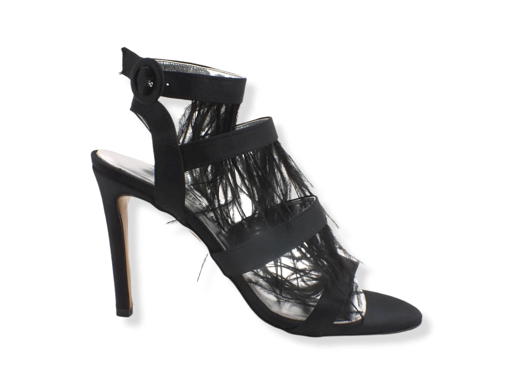 DIVINE FOLLIE Sandalo Tacco Alto Piume Bluette 103 - Sandrini Calzature e Abbigliamento