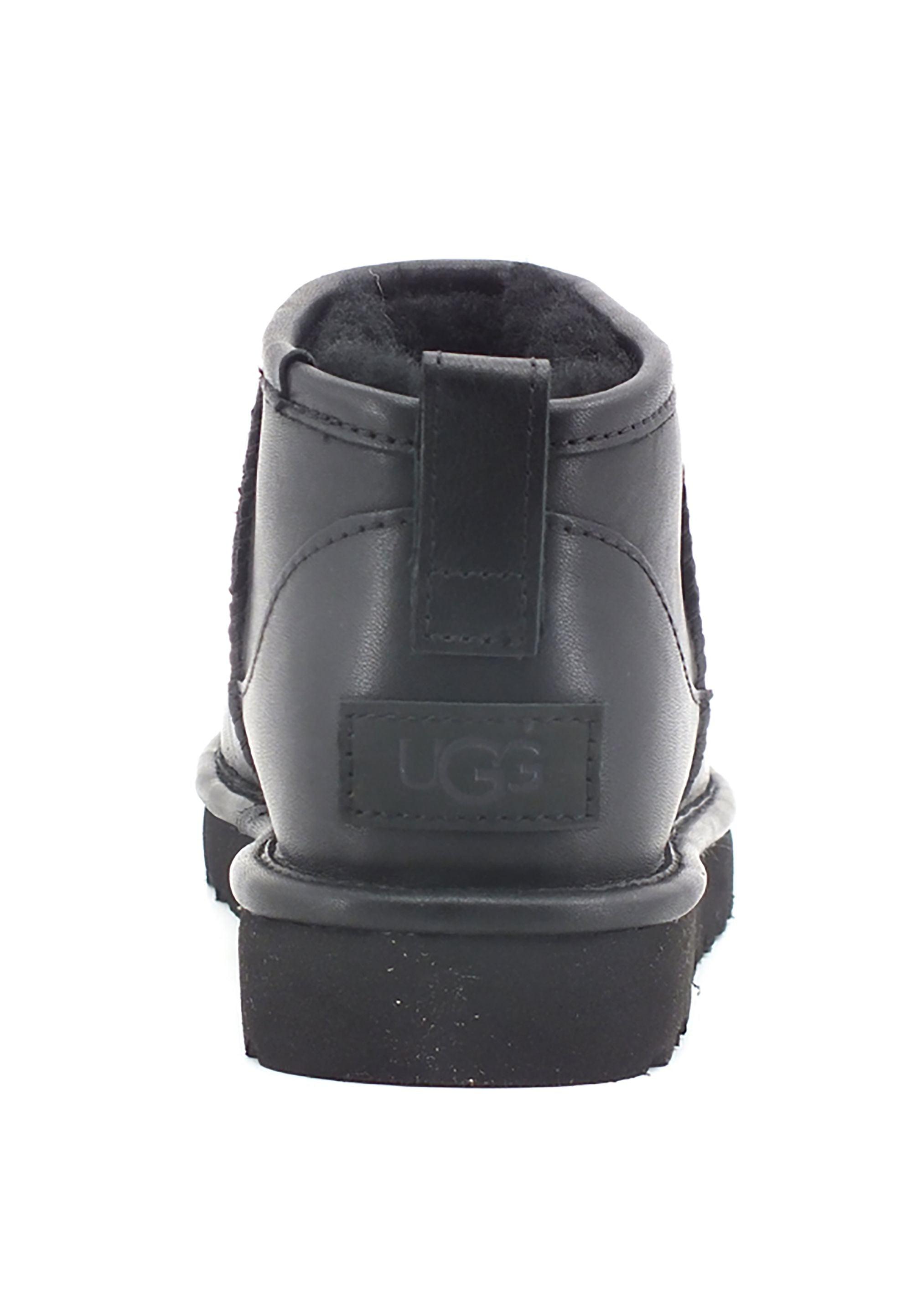 UGG W Classic Ultra Mini Leather Stivaletto Pelo Black W1117534 - Sandrini Calzature e Abbigliamento