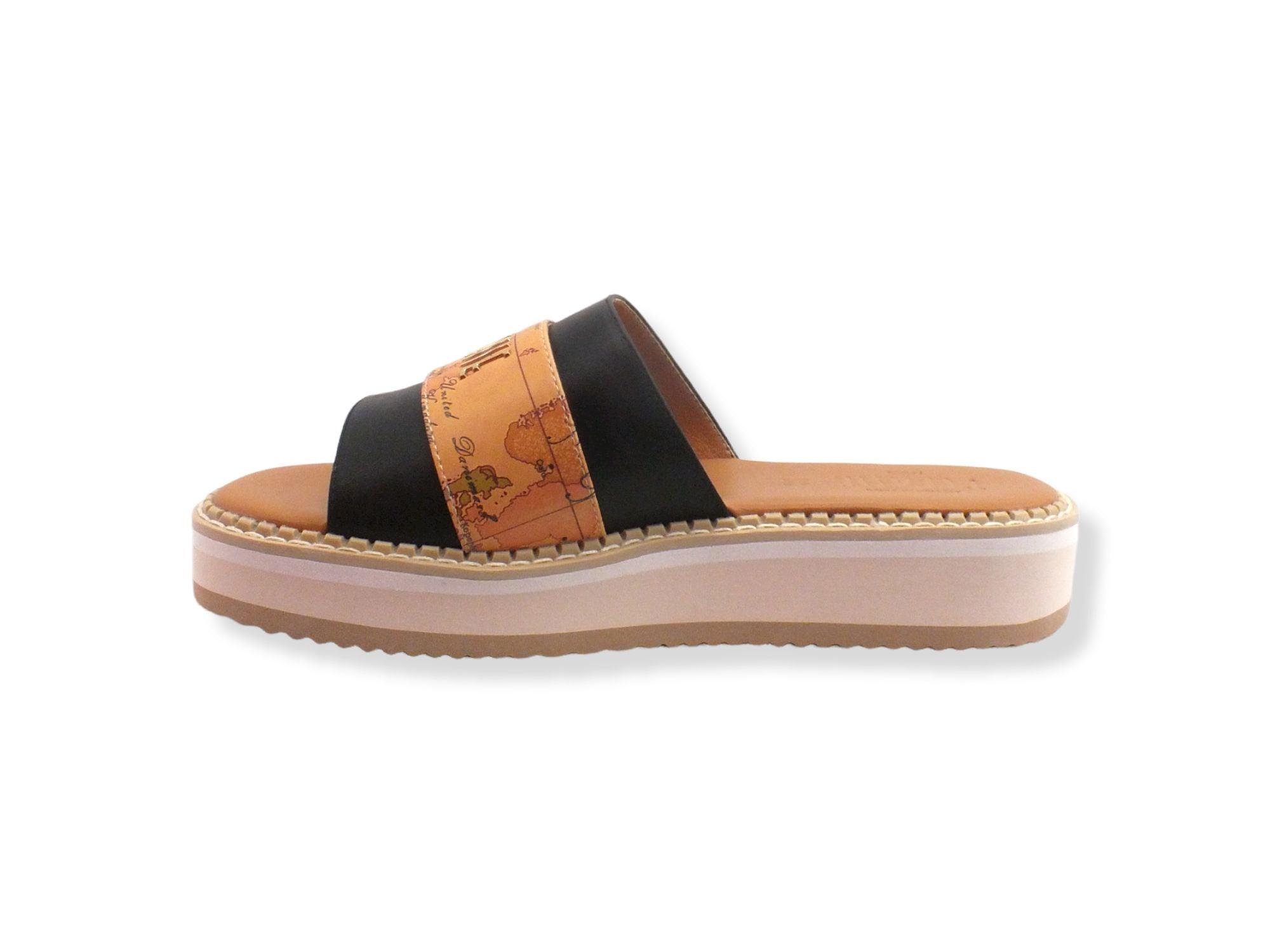 ALVIERO MARTINI 1° CLASSE Ciabatta Fascia Geo Black Beige N1173-0326 - Sandrini Calzature e Abbigliamento