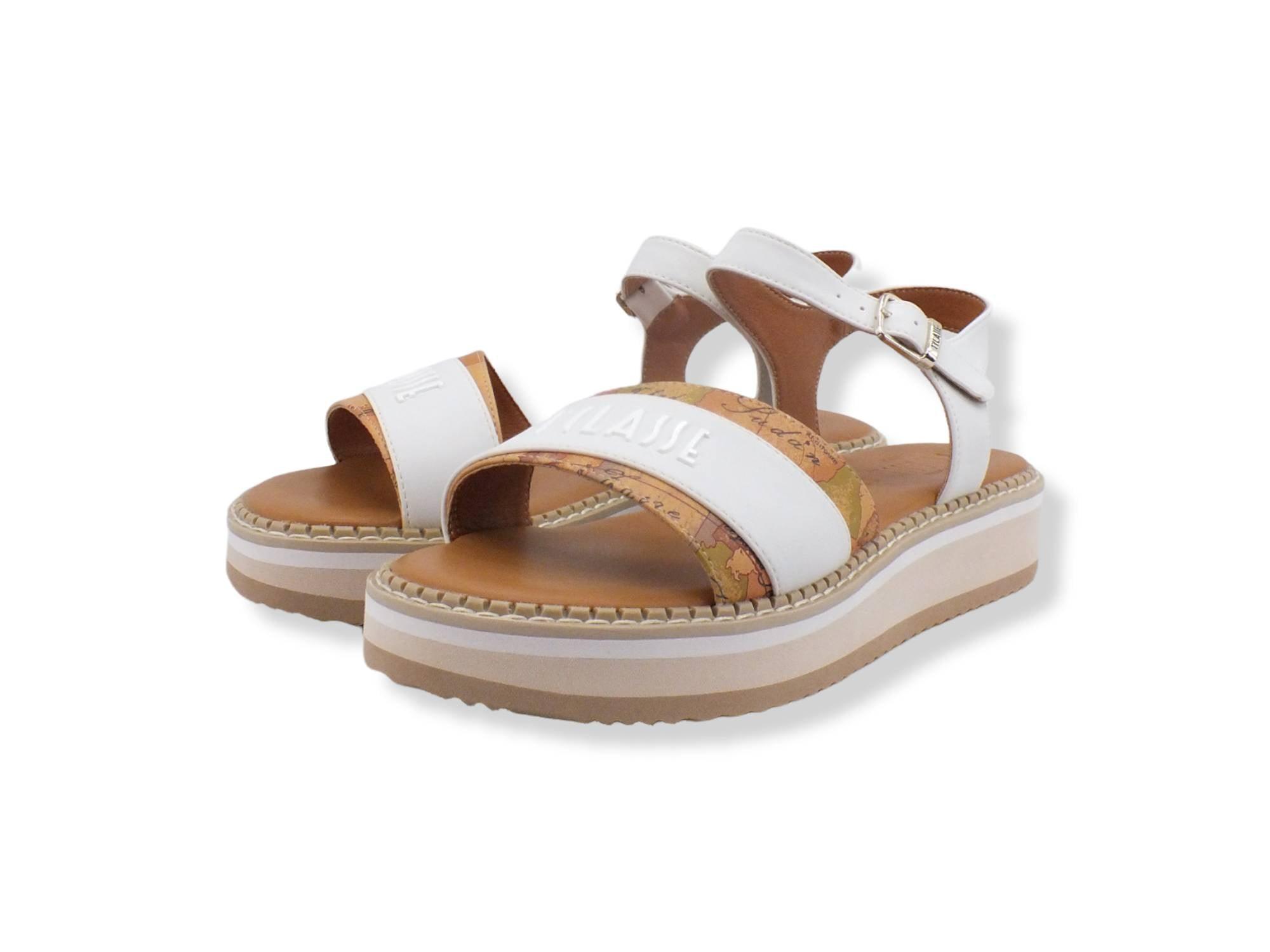 ALVIERO MARTINI 1° CLASSE Sandalo Fascia Caviglia Beige Geo White N1176-0326 - Sandrini Calzature e Abbigliamento