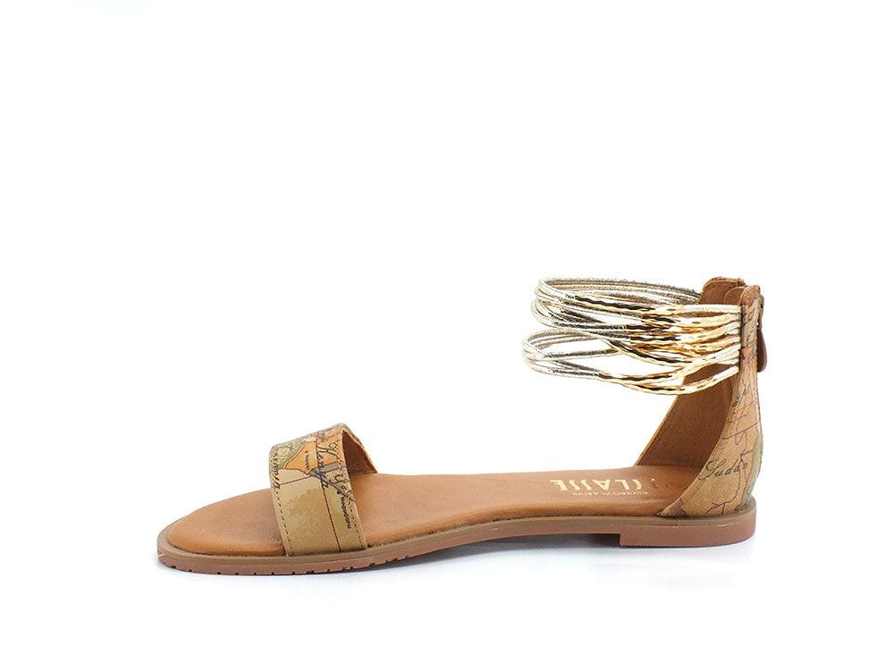 ALVIERO MARTINI 1° CLASSE Sandalo Flat Caviglia Geo Natural Z0155-9750 - Sandrini Calzature e Abbigliamento