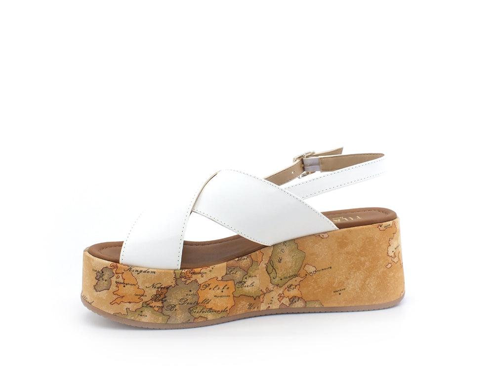 ALVIERO MARTINI 1° CLASSE Sandalo Zeppa Geo Fasce White N1253-0371 - Sandrini Calzature e Abbigliamento