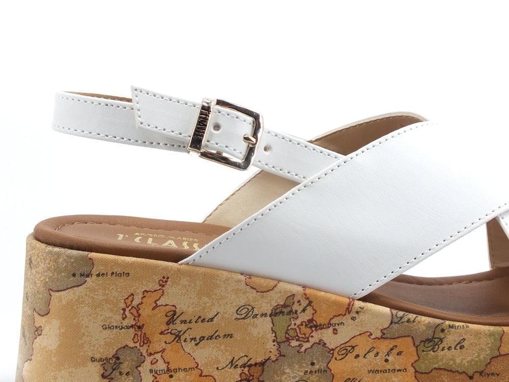 ALVIERO MARTINI 1° CLASSE Sandalo Zeppa Geo Fasce White N1253-0371 - Sandrini Calzature e Abbigliamento