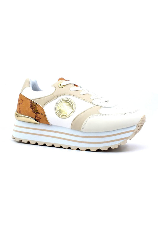 ALVIERO MARTINI 1° CLASSE Sneaker Donna Geo White Taupe Beige N1522-0208 - Sandrini Calzature e Abbigliamento