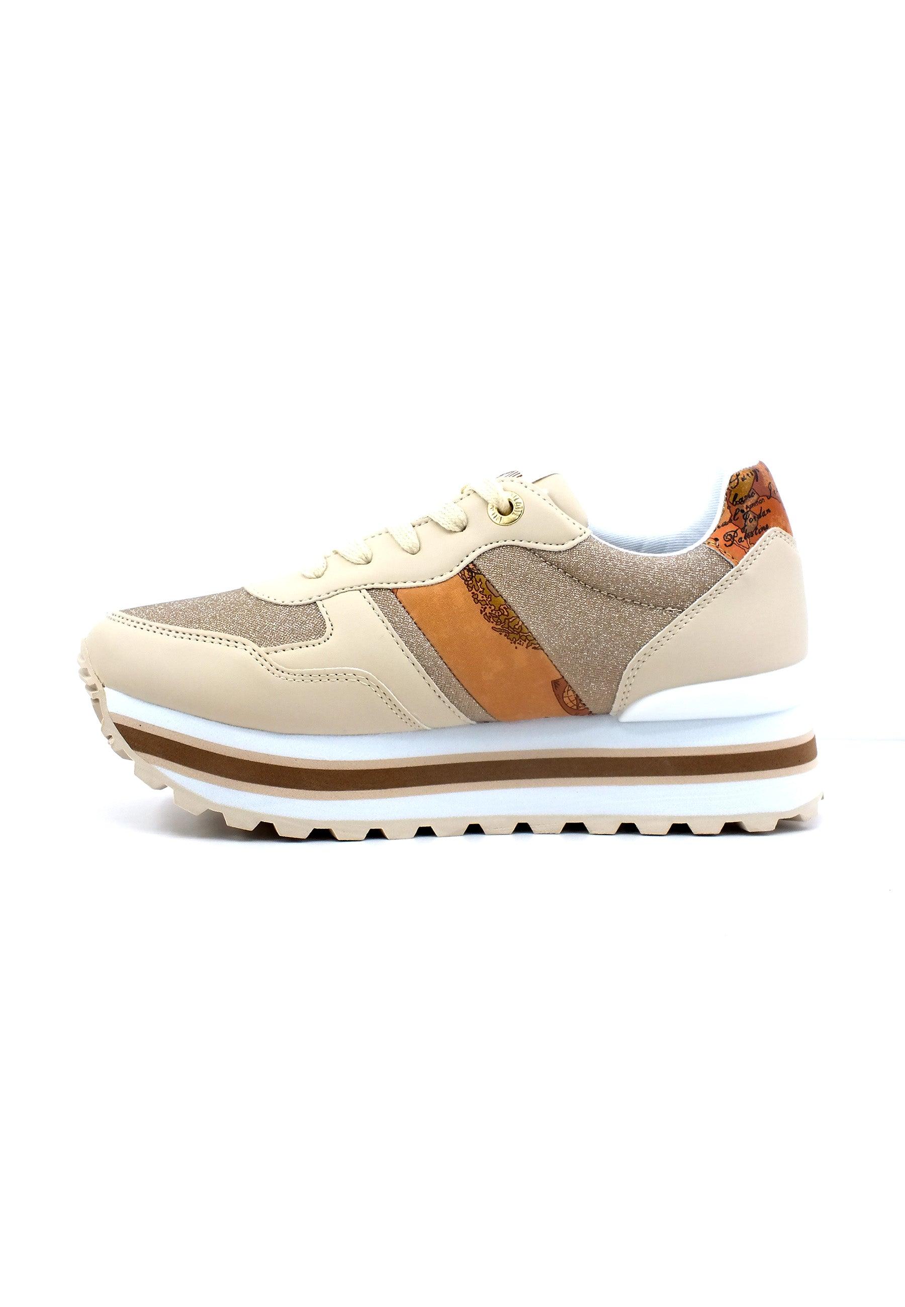 ALVIERO MARTINI 1° CLASSE Sneaker Glitter Donna Beige Geo N1521-0208 - Sandrini Calzature e Abbigliamento