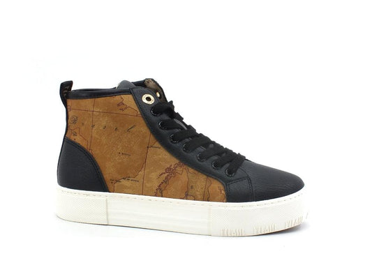 ALVIERO MARTINI 1A CLASSE Sneaker Platform Hi Black Geo Beige N0983-0208 - Sandrini Calzature e Abbigliamento
